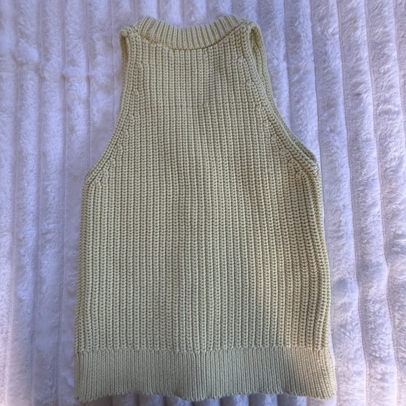 Madewell‎ XXS Lime Green Knit Vest Button Front Sleeveless Cotton Blend - Picture 2 of 6
